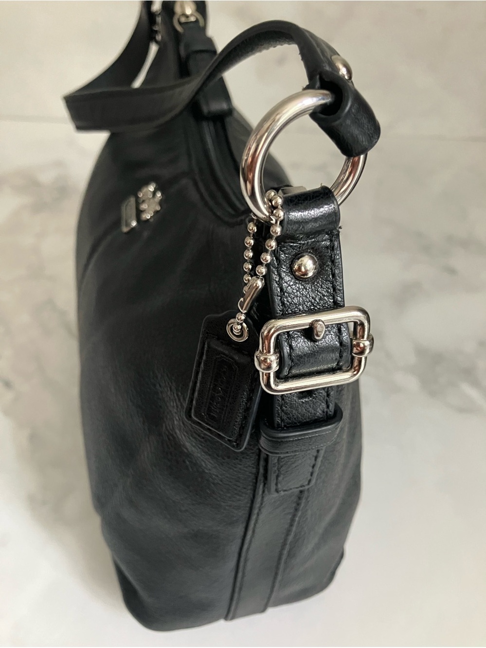 COACH Madison Black Pebble Leather Handbag - Picture 9 of 16